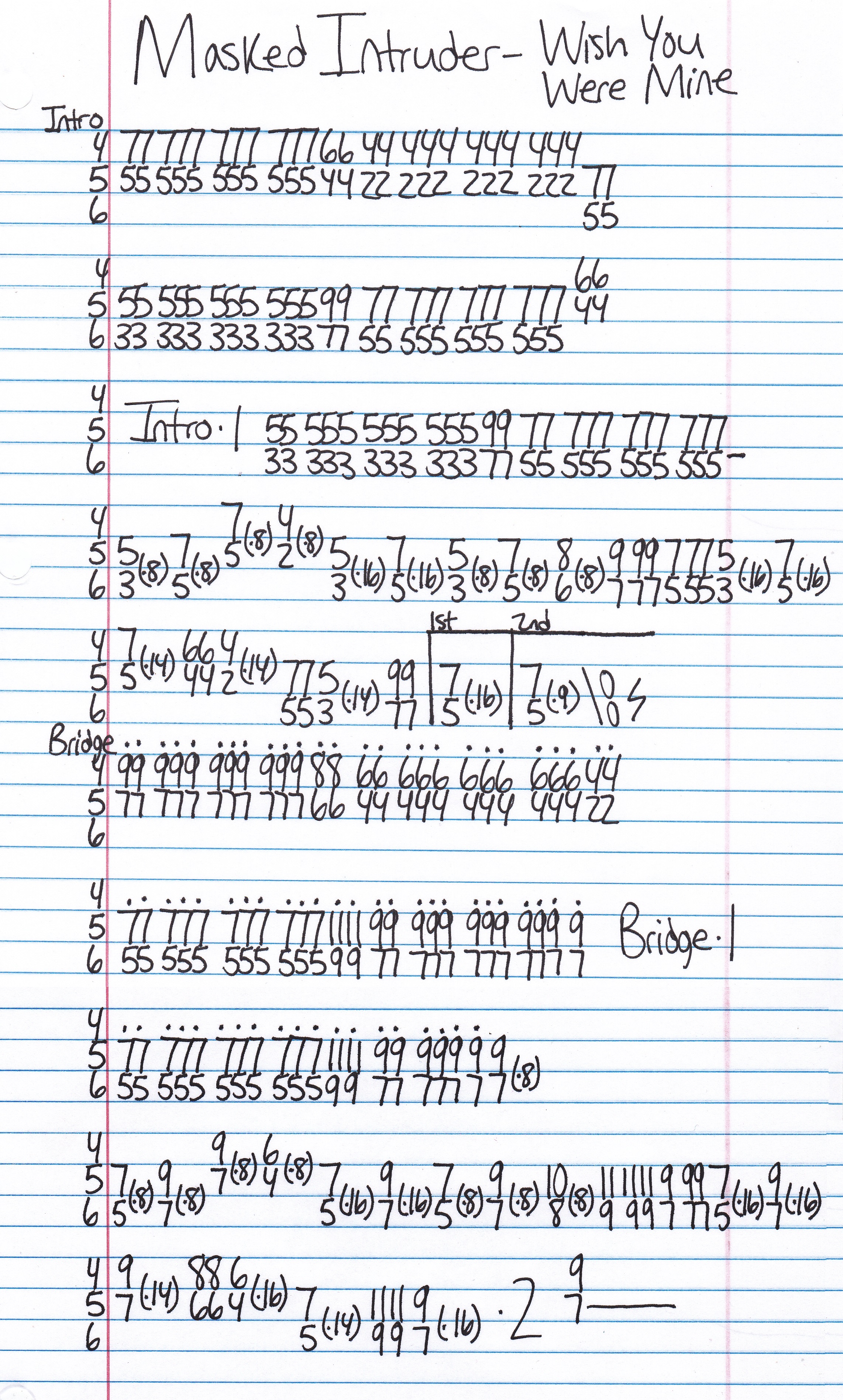 High quality guitar tab for Wish You Were Mine by Masked Intruder off of the album Masked Intruder. ***Complete and accurate guitar tab!***